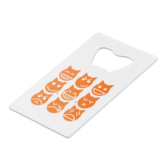 De 9 levens van de Emoji-kat Creditkaart Flessenopener (Voorkant Gekanteld)
