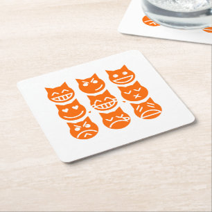 De 9 levens van de Emoji-kat Kartonnen Onderzetters