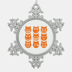 De 9 levens van de Emoji-kat Tin Sneeuwvlok Ornament