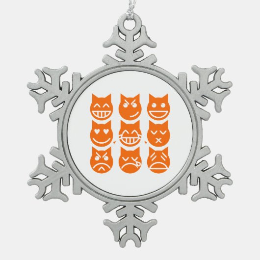 De 9 levens van de Emoji-kat Tin Sneeuwvlok Ornament (Voorkant)