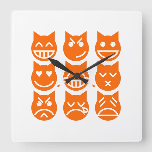 De 9 levens van de Emoji-kat Vierkante Klok (Voorkant)