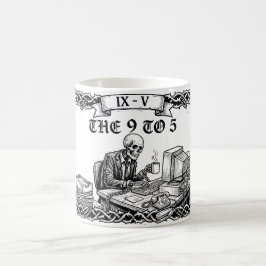 De 9 tot 5 Tarotkaart | Grappig Bedrijfs Skelet  Koffiemok