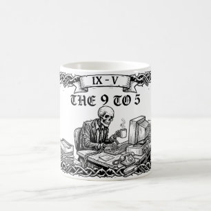 De 9 tot 5 Tarotkaart Grappig Bedrijfs Skelet Koffiemok