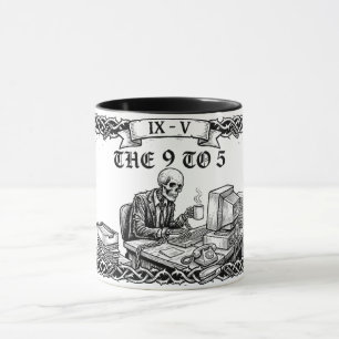 De 9 tot 5 Tarotkaart   Grappig Bedrijfs Skelet  Mok