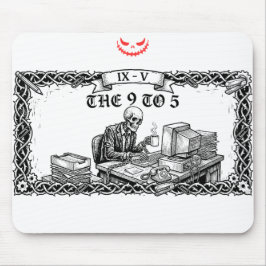De 9 tot 5 Tarotkaart | Grappig Skelet Bedrijfslev Muismat