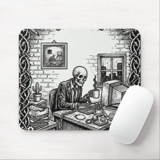 De 9 tot 5 Tarotkaart | Grappig Skelet Bedrijfslev Muismat