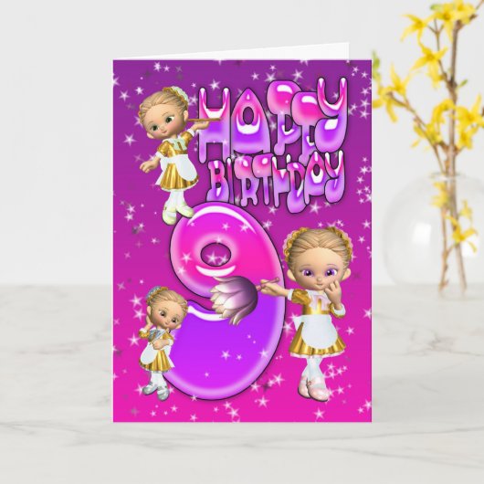 de 9de leuke Kaart van de Verjaardag weinig (Gele Bloem)