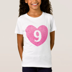 de 9de Verjaardag schittert Roze Gepersonaliseerd T-shirt