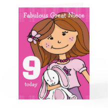 De 9e verjaardagskaart van het meisje van de grote