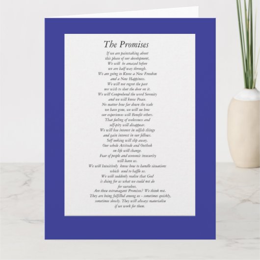 De AA Beloften (papieren blad.) Kaart (Voorkant)