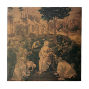 De Aanbidding door de Wijzen van Leonardo da Vinci Tegeltje
