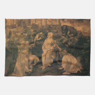 De Aanbidding door de Wijzen van Leonardo da Vinci Theedoek
