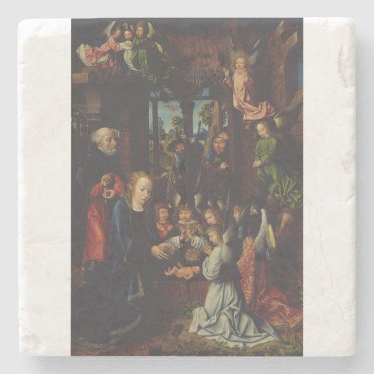 De aanbidding van het Christuskind Stenen Onderzetter (Voorkant)