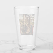 De aanbidding van het kind met heiligen en donateu glas (Achterkant)