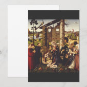 De aanbidding van het kind met heiligen en schenke bedankkaart (Voorkant / Achterkant)