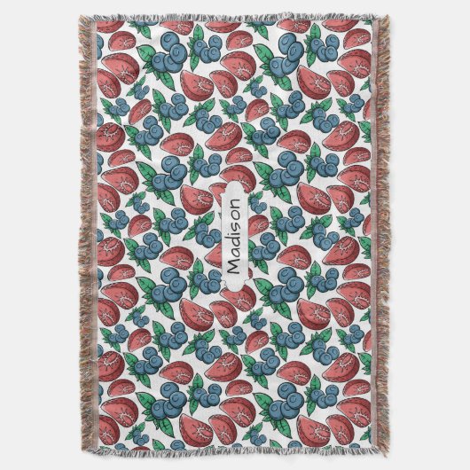 De aangepaste naam Berries Pattern gooit deken (Voorkant Verticaal)