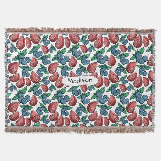 De aangepaste naam Berries Pattern gooit deken (Voorkant)