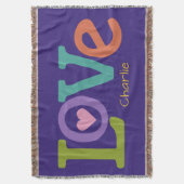 De aangepaste naam Colorful Love gooit deken (Voorkant Verticaal)