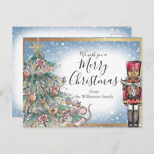 De aangepaste naam Nutcracker Merry Kerstmis Briefkaart (Voorkant / Achterkant)