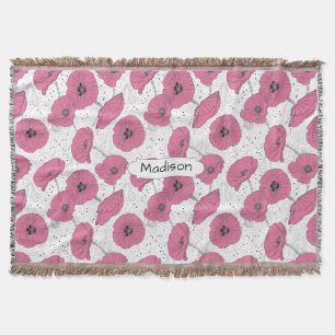 De aangepaste naam Poppy Flower Pattern werpen dek Deken