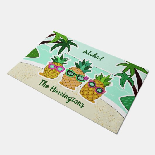 De Aangepaste naam van de ananassen van de knobbel Deurmat (Schuin)