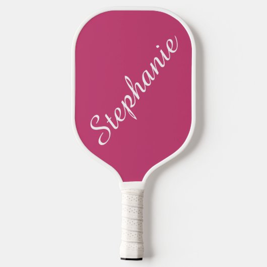 De Aangepaste Naam van het Manuscript Roze en Wit Pickleball Paddle (Achterkant)