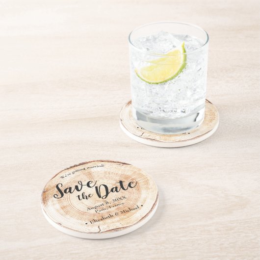 De Aangepaste Schijf van het hout sparen de Datum Zandsteen Onderzetter (Zijkant)