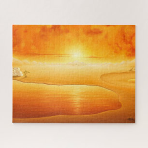 "De aankomst" surrealistische zonsondergang woesti Legpuzzel