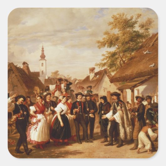 De aankomst van de Bride, 1856 Vierkante Sticker (Voorkant)