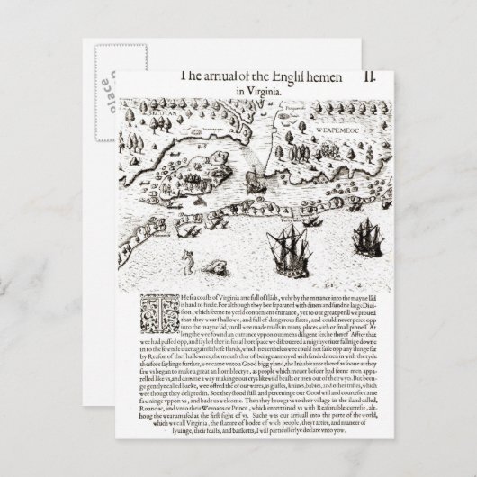 De aankomst van de Engelsen in Virginia Briefkaart (Voorkant / Achterkant)