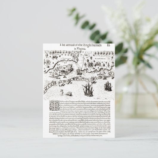De aankomst van de Engelsen in Virginia Briefkaart (Staand voorkant)