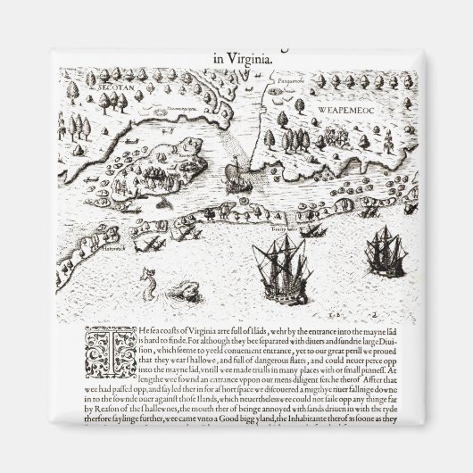De aankomst van de Engelsen in Virginia Magneet (Voorkant)