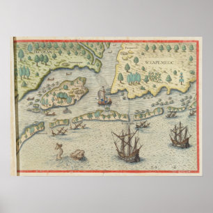De aankomst van de Engelsen in Virginia Poster