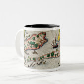 De aankomst van de Engelsen in Virginia Tweekleurige Koffiemok (Voorkant links)