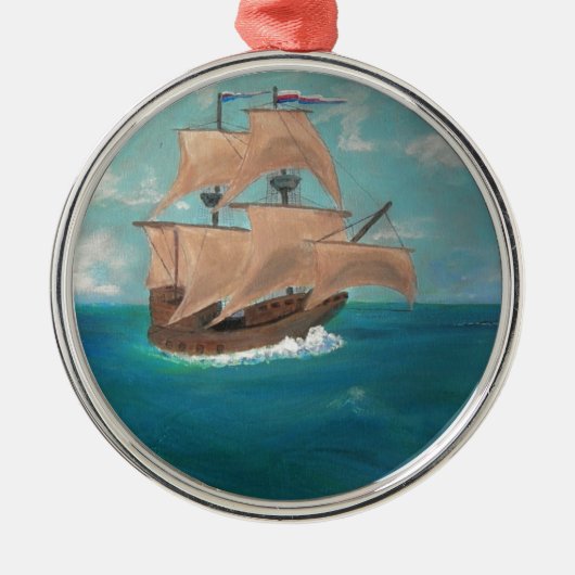 De aankomst van de Mayflower Metalen Ornament (Voorkant)