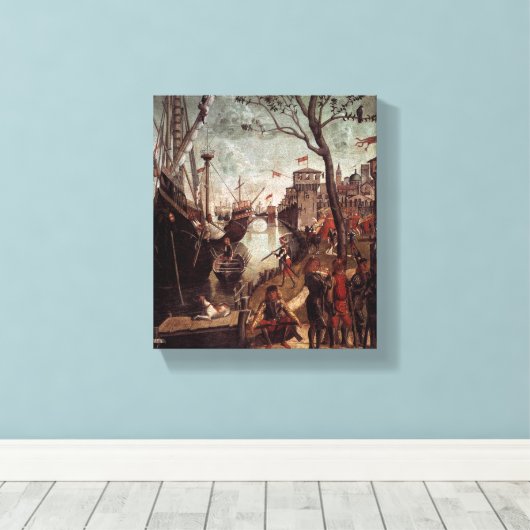 De aankomst van de pelgrims in Keulen Canvas Afdruk (Insitu (Houten vloer))