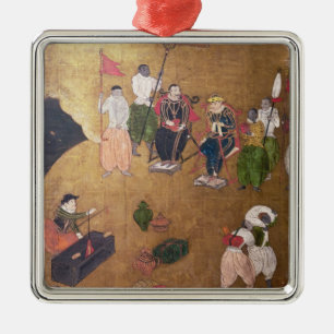 De aankomst van de Portugezen in Japan Metalen Ornament