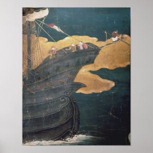 De aankomst van de Portugezen in Japan Poster