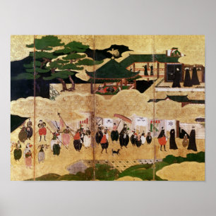 De aankomst van de Portugezen in Japan Poster