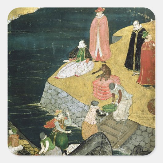 De aankomst van de Portugezen in Japan Vierkante Sticker (Voorkant)