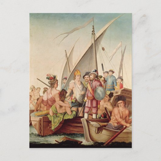 De aankomst van Hernando Cortes in Mexico Briefkaart (Voorkant)