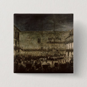 De aankomst van prinses Amelia van Saksen in een a Vierkante Button 5,1 Cm
