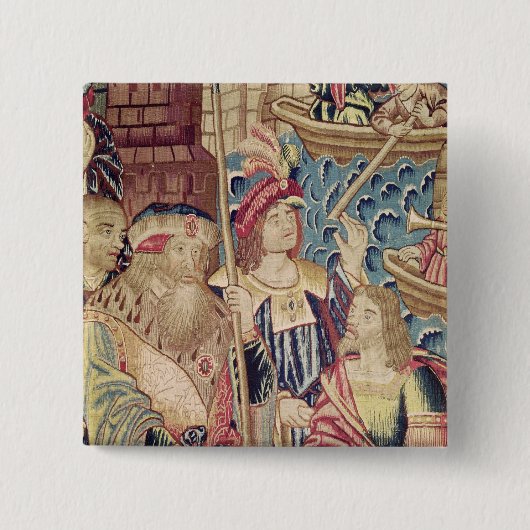 De aankomst van Vasco da Gama in Calicut Vierkante Button 5,1 Cm (Voorkant)