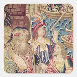 De aankomst van Vasco da Gama in Calicut Vierkante Sticker