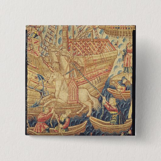 De aankomst van Vasco de Gama in Calicut Vierkante Button 5,1 Cm (Voorkant)