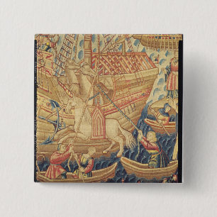 De aankomst van Vasco de Gama in Calicut Vierkante Button 5,1 Cm