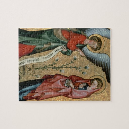 De aankondiging, c.1330 (olie op het paneel) legpuzzel (Horizontaal)