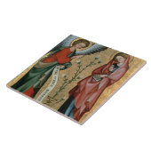 De aankondiging, c.1330 (olie op het paneel) tegeltje (Zijkant)