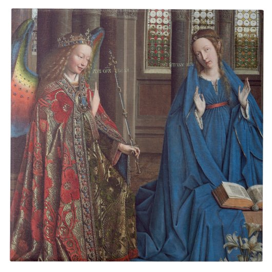De aankondiging, c. 1434-36 (olie op doek) tegeltje (Voorkant)
