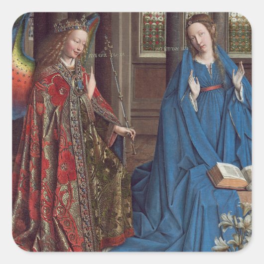De aankondiging, c. 1434-36 (olie op doek) vierkante sticker (Voorkant)